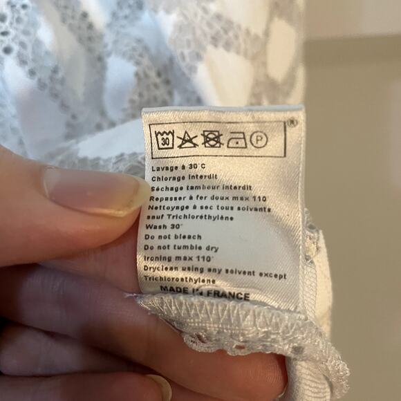 Maje White Lamour Diamond Lace Boatneck Sheer Blouse Size 1 / Small - Picture 9 of 12